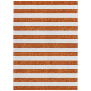 9x12 Orange Stripe Indoor Outdoor Area Rug Washable Uv Resistant Non-skid Backing
