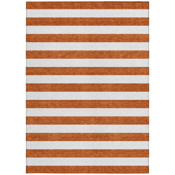 9x12 Orange Stripe Indoor Outdoor Area Rug Washable Uv Resistant Non-skid Backing