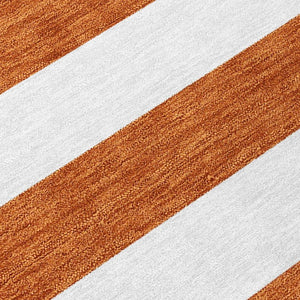 9x12 Orange Stripe Indoor Outdoor Area Rug Washable Uv Resistant Non-skid Backing