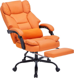 English Elm Office Reclining Executive Chair Pu Leather High Back Swivel with Lumbar Support Orange W5201P418254