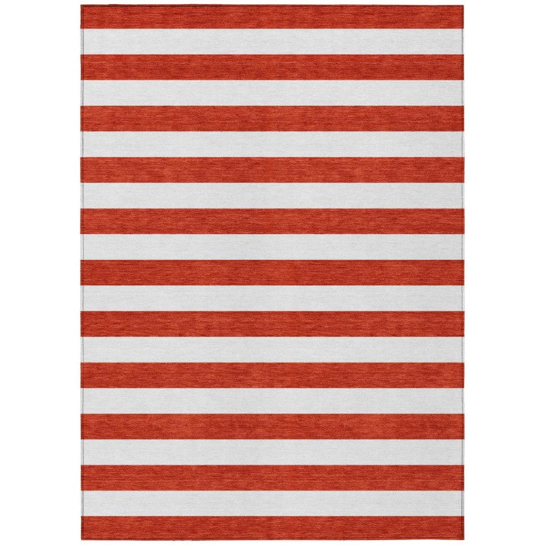 HomeRoots Striped Indoor Outdoor Area Rug Washable Non Skid Uv Resistant Durable Woven Design 5' X 8' 560928