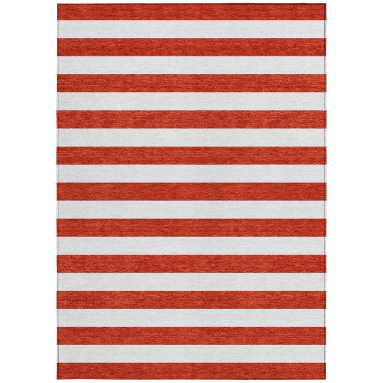 HomeRoots Striped Indoor Outdoor Area Rug Washable Non Skid Uv Resistant Durable Woven Design 5' X 8' 560928