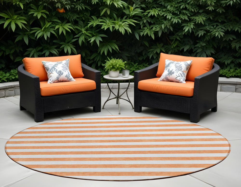 Homeroots 8' Runner Black And White Striped Washable Non-skid Rug For Stylish Indoor And Outdoor Spaces 8' Round Polyester 560938