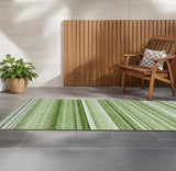 Homeroots 2' X 8' Artichoke Green Striped Washable Indoor Outdoor Runner Rug Aloe Polyester 560979