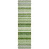 Homeroots 2' X 8' Artichoke Green Striped Washable Indoor Outdoor Runner Rug Aloe Polyester 560979