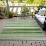 Homeroots 3' X 5' Artichoke Green Striped Washable Non Skid Indoor Outdoor Area Rug Aloe Polyester 560981