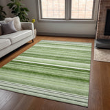 Homeroots 3' X 5' Artichoke Green Striped Washable Non Skid Indoor Outdoor Area Rug Aloe Polyester 560981