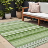 Homeroots 8' X 10' Artichoke Green Striped Washable Indoor Outdoor Area Rug Aloe Polyester 560984