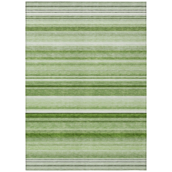 Homeroots 10' X 14' Artichoke Green Striped Washable Indoor Outdoor Area Rug Aloe Polyester 560986