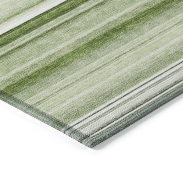 Homeroots 10' X 14' Artichoke Green Striped Washable Indoor Outdoor Area Rug Aloe Polyester 560986
