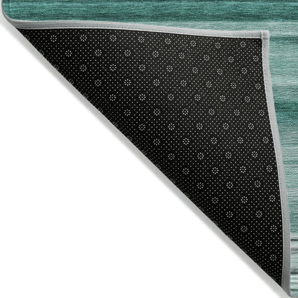 HomeRoots 5' Washable Artichoke Green Striped Area Rug for Indoor and Outdoor Spaces - Durable, Non-Slip Design Aqua 560992