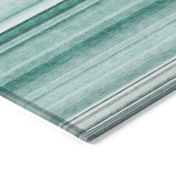 HomeRoots 5' Washable Artichoke Green Striped Area Rug for Indoor and Outdoor Spaces - Durable, Non-Slip Design Aqua 560992