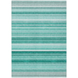 Homeroots 9' X 12' Aqua Striped Washable Indoor Outdoor Area Rug Aqua Polyester 560994