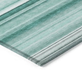 Homeroots 9' X 12' Aqua Striped Washable Indoor Outdoor Area Rug Aqua Polyester 560994