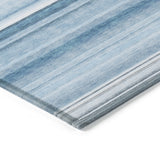 Homeroots 8' Runner Blue Striped Washable Non Skid Indoor Outdoor Runner Rug Blue Polyester 560997