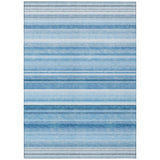 Homeroots 3' X 5' Blue Striped Washable Non Skid Indoor Outdoor Area Rug Blue Polyester 560999