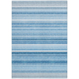 Homeroots 3' X 5' Blue Striped Washable Non Skid Indoor Outdoor Area Rug Blue Polyester 560999