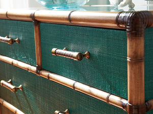 Lexington Tommy Bahama Home Pacific Teal Chest - Elevate Your Space With Luxurious Design, 4 Drawers & Protective Glass Top Pacific Teal  560-624