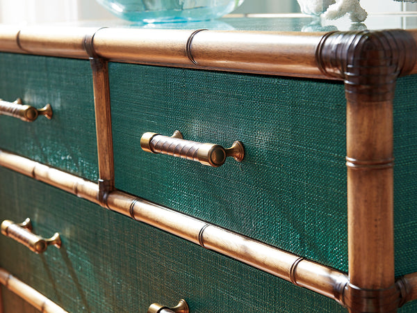 Lexington Tommy Bahama Home Pacific Teal Chest - Elevate Your Space With Luxurious Design, 4 Drawers & Protective Glass Top Pacific Teal  560-624