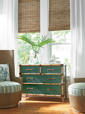 Lexington Tommy Bahama Home Pacific Teal Chest - Elevate Your Space With Luxurious Design, 4 Drawers & Protective Glass Top Pacific Teal  560-624