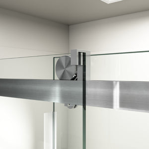 English Elm 56" Frameless Sliding Shower Door Tempered Glass Soft Close Brushed Nickel Bathroom W1920P193805