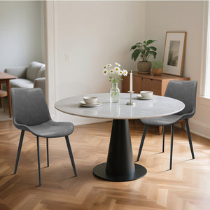 English Elm Grey PU Leather Dining Chair Set of 4 with Metal Legs — Modern Upholstered, Durable, Easy-Clean Seating for Kitchen, Restaurant, Living, Meeting Rooms T3967P384113