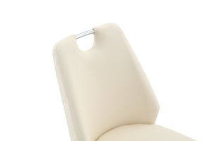 English Elm Dining Chairs Set Of 4 - Modern Off-White Faux Leather With Gold Mesh Texture & Chrome Accents W3493P356229