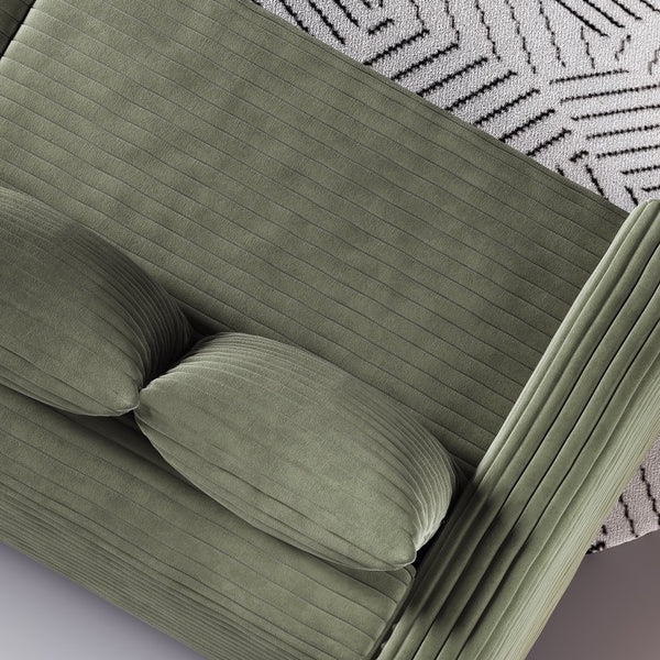 English Elm Plush Corduroy Ottoman with High-Density Sponge and Solid Wood Frame for Living Room & Office Seating Green W1885P346914