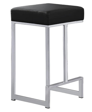 English Elm 25 in Backless Faux Leather Counter Stools with Polished Silver Pedestal Base Set of 2 Black B011P496842