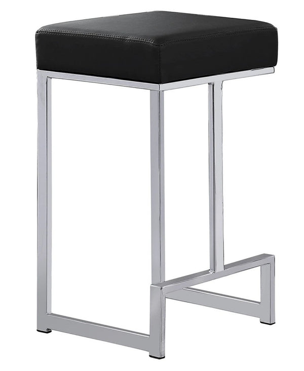 English Elm 25 in Backless Faux Leather Counter Stools with Polished Silver Pedestal Base Set of 2 Black B011P496842