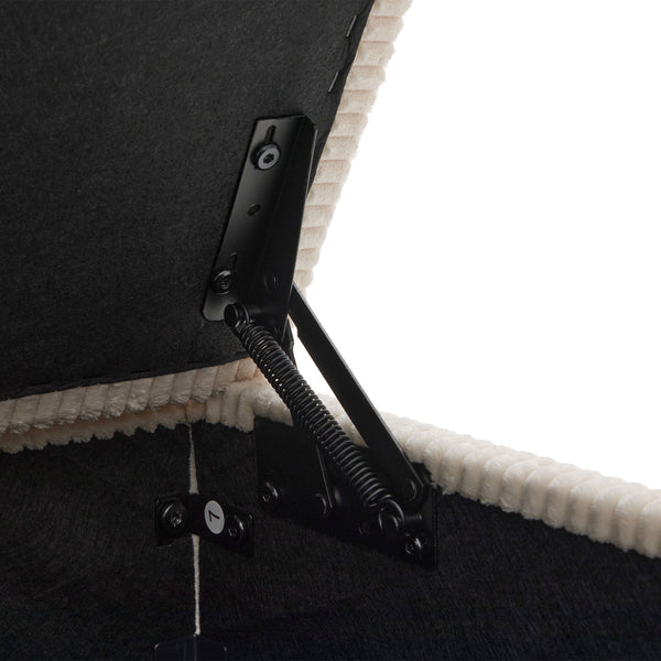 English Elm UNITED Corduroy L-Shaped Sectional Sofa with Storage Ottoman, USB Ports, Cup Holders & LED Lighting Beige W1568P332400