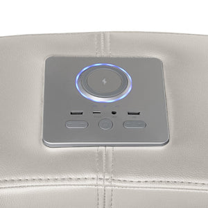 English Elm Nova Tech Sectional with Led Bar Bluetooth Speakers Power Recliners and Freezer Console Gray B009S02168