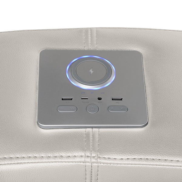 English Elm Nova Tech Sectional with Led Bar Bluetooth Speakers Power Recliners and Freezer Console Gray B009S02168