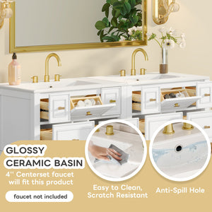 English Elm 60'' Elegant Bathroom Vanity Set With Ceramic Sink, Solid Wood Frame, Ample Storage & Modern Design N710SS00004K