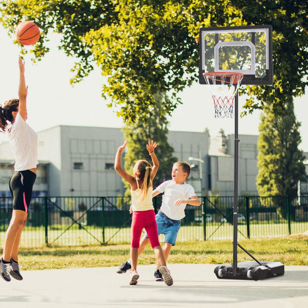 English Elm Soozier Portable Basketball Goal Steel Frame Adjustable Height Backboard with Wheels W2225P217772