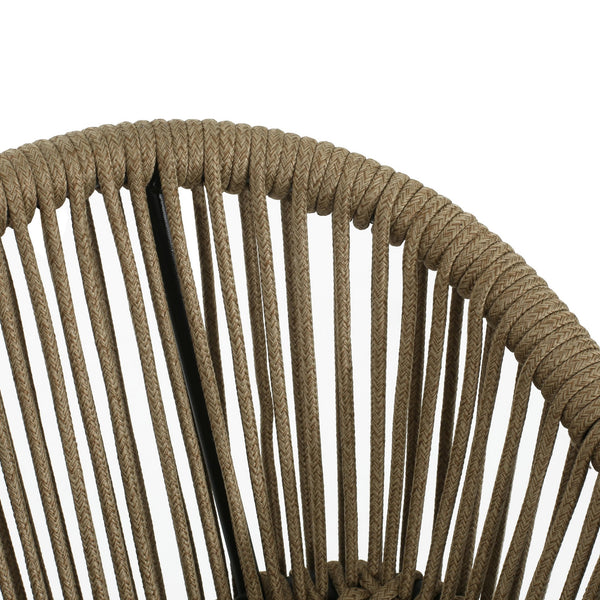 English Elm Christopher Knight Home® - La La Push outdoor rope bar stool set of 2 — brown woven polyester seat with rust‑resistant black iron frame Black+Brown N775P176900L