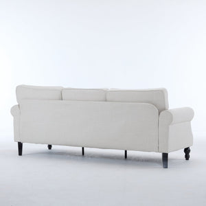 English Elm 83 Inch Faux Leather Traditional Sofa with Brass Nailhead Trim and Deep Rolled Arms W2911S00012