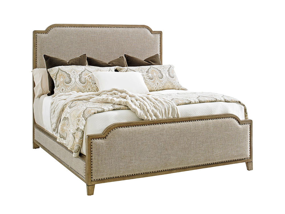 Lexington Stone Harbour Linen Weave California King Bed Nailhead Trim Coastal Bedroom 561-145C