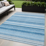 Homeroots 5' X 8' Blue Striped Washable Non Skid Indoor Outdoor Area Rug Blue Polyester 561000