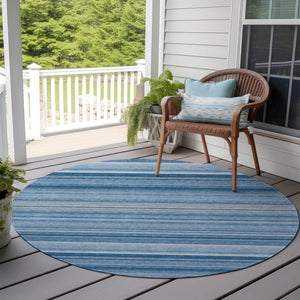 Homeroots 5' X 8' Stylish Striped Washable Indoor Outdoor Area Rug – Perfect For Kids, Pets & Easy Care Blue Polyester 561001