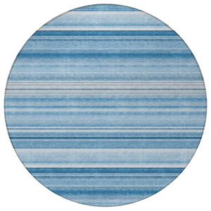 Homeroots 5' X 8' Stylish Striped Washable Indoor Outdoor Area Rug – Perfect For Kids, Pets & Easy Care Blue Polyester 561001