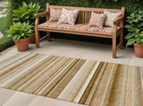 Homeroots 2' X 8' Chocolate Striped Washable Indoor Outdoor Runner Rug Chocolate Polyester 561006