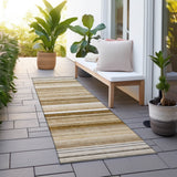 Homeroots 2' X 8' Chocolate Striped Washable Indoor Outdoor Runner Rug Chocolate Polyester 561006