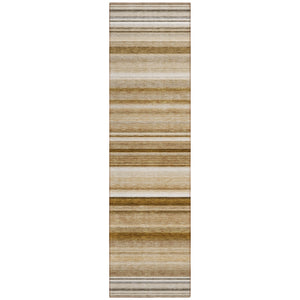 Homeroots 2' X 8' Chocolate Striped Washable Indoor Outdoor Runner Rug Chocolate Polyester 561006