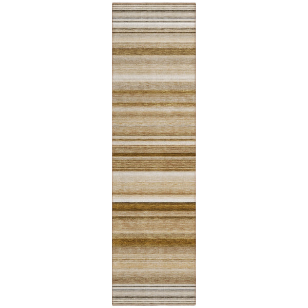 Homeroots 2' X 8' Chocolate Striped Washable Indoor Outdoor Runner Rug Chocolate Polyester 561006