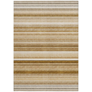 Homeroots 5' X 8' Stylish Striped Washable Indoor Outdoor Area Rug – Perfect For Kids, Pets & Easy Care Chocolate Polyester 561008