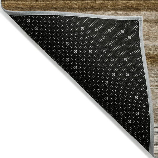 Homeroots 5' X 8' Stylish Striped Washable Indoor Outdoor Area Rug – Perfect For Kids, Pets & Easy Care Chocolate Polyester 561008