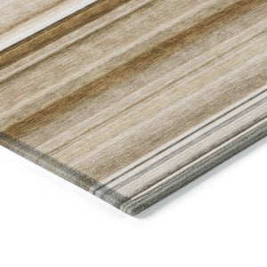 Homeroots 5' X 8' Stylish Striped Washable Indoor Outdoor Area Rug – Perfect For Kids, Pets & Easy Care Chocolate Polyester 561008