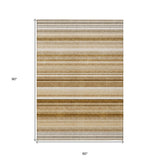 Homeroots 5' X 8' Chocolate Striped Washable Non Skid Indoor Outdoor Area Rug Chocolate Polyester 561009