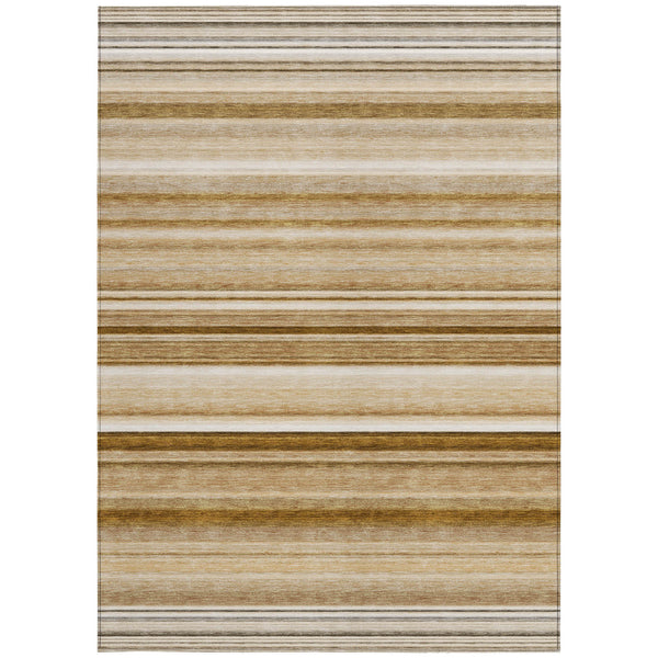 Homeroots 5' X 8' Chocolate Striped Washable Non Skid Indoor Outdoor Area Rug Chocolate Polyester 561009